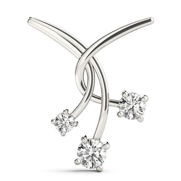 14K White Gold Lab Diamond 3-Stone Pendant