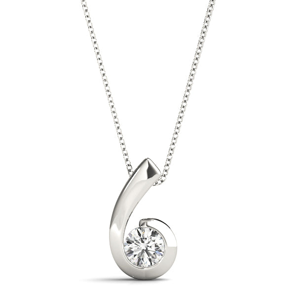 14K White Gold Diamond Solitaire Pendant