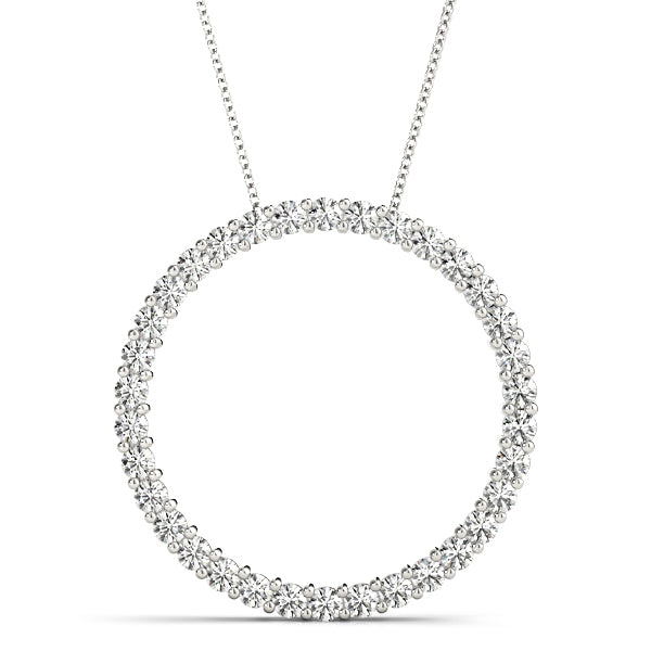 18K White Gold Diamond Circle Pendant