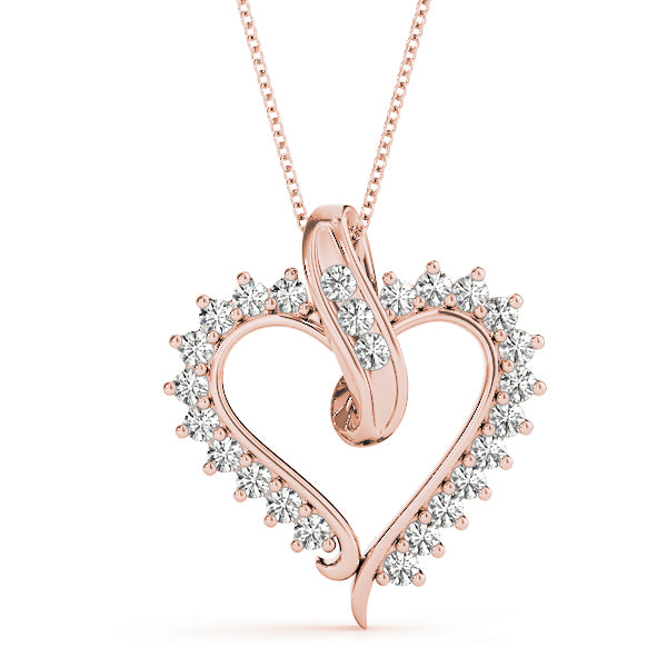 Rose Gold Diamond Heart Pendant 0.50ctw