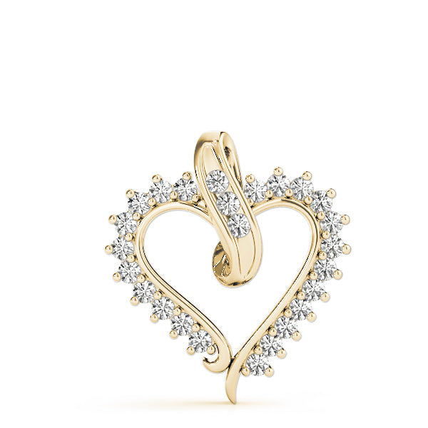 14K Yellow Gold Diamond Heart Pendant
