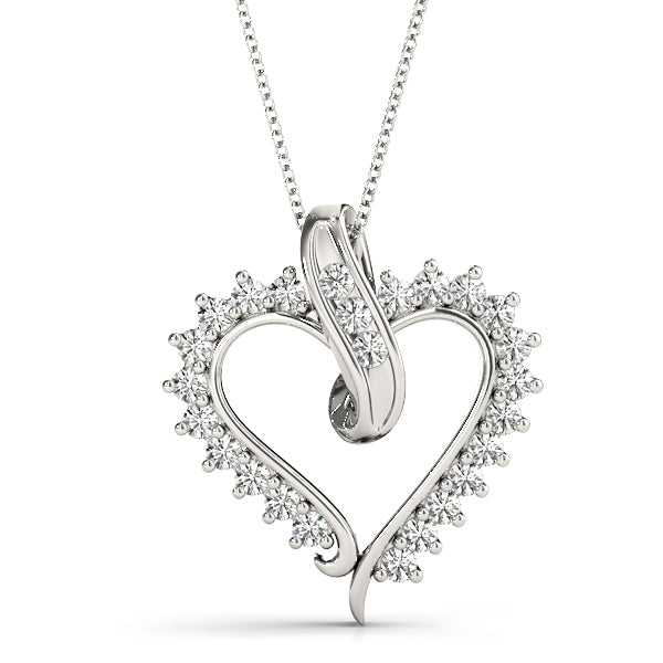 White Platinum Diamond Heart Pendant