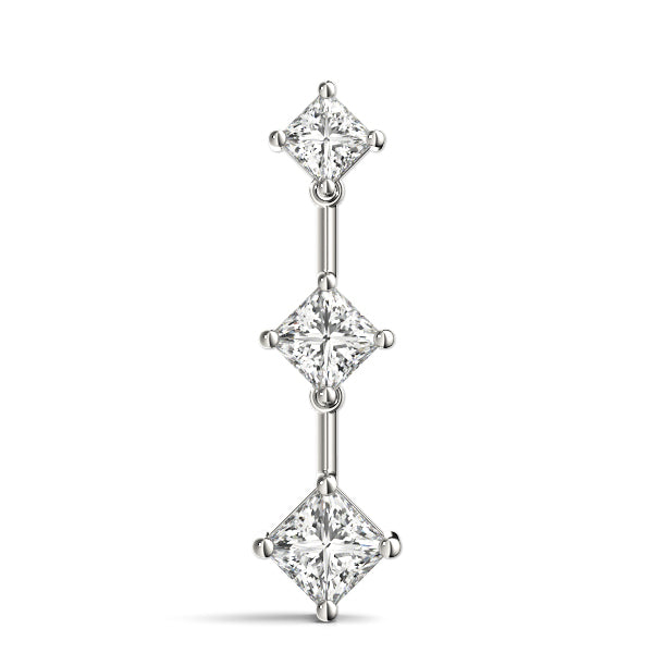 Platinum 3-Stone Square Diamond Pendant