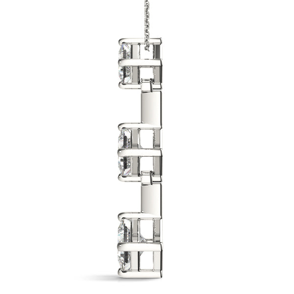 Platinum 3-Stone Square Diamond Pendant