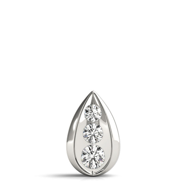 14K White Gold Lab Diamond 3-Stone Pendant