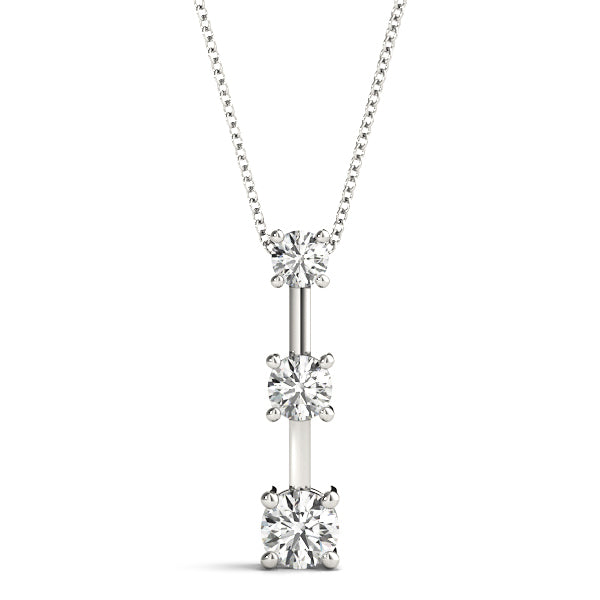 Lab Diamond 3-Stone 18K White Gold Pendant