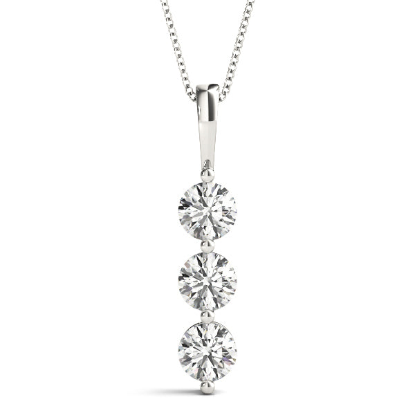 White Gold 3-Stone Lab Diamond Pendant