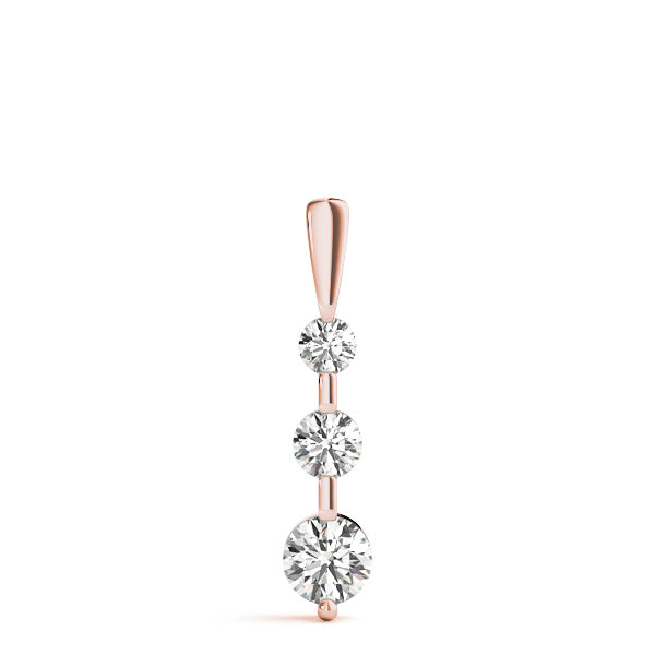 Rose Gold Lab Diamond 3-Stone Pendant 0.44ctw