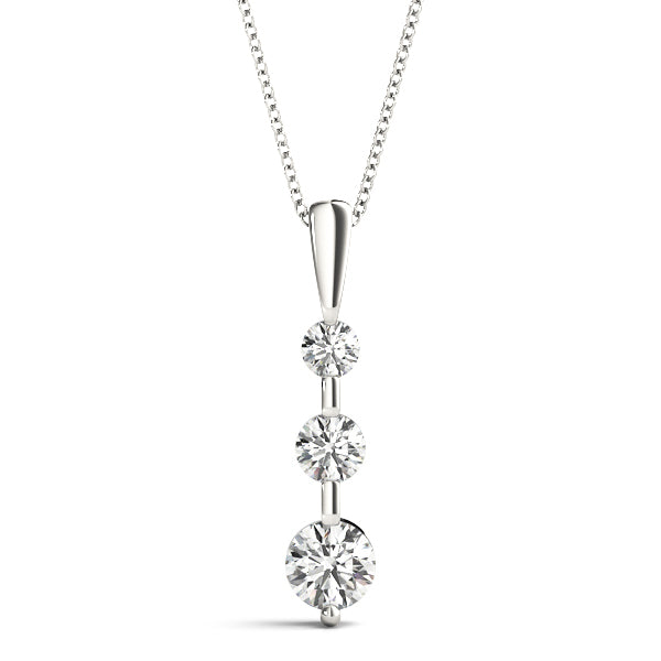 Platinum White Gold Round Diamond 3-Stone Pendant