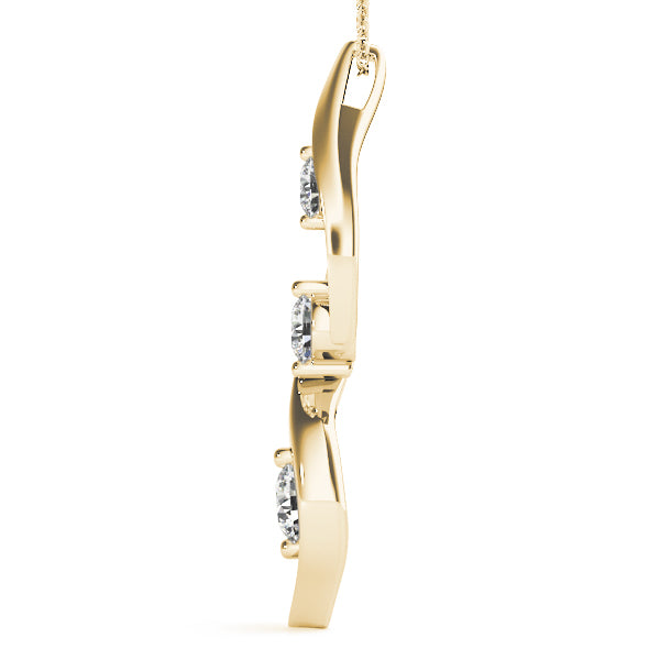 18K Yellow Gold Round Lab Diamond 3-Stone Pendant