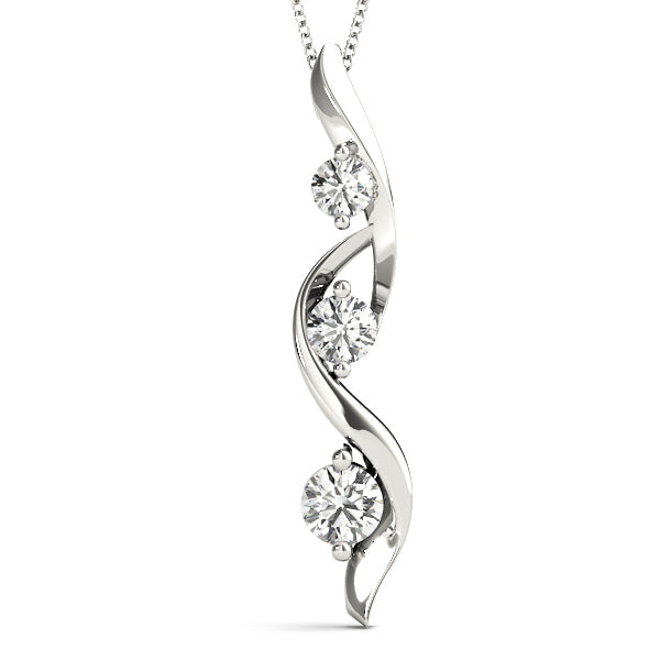14K White Gold Lab Diamond 3-Stone Pendant