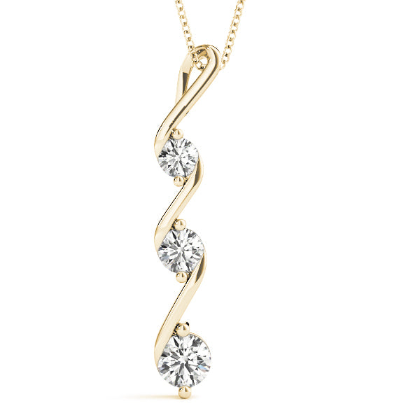18K Yellow Gold Lab Diamond 3-Stone Pendant