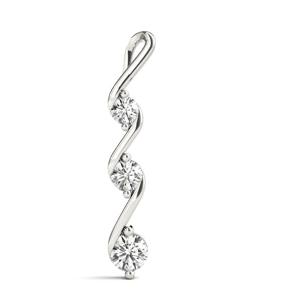 14K White Gold Lab Diamond 3-Stone Pendant