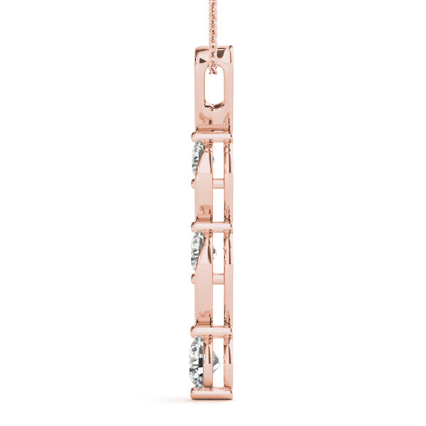 Rose Gold Lab Diamond 3-Stone Pendant 0.40ctw