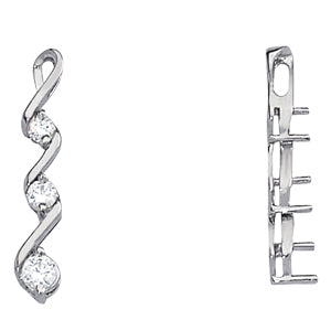 14K White Gold Lab Diamond 3-Stone Pendant
