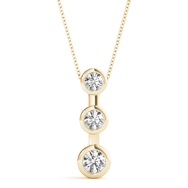 18K Yellow Gold Lab Diamond 3-Stone Pendant