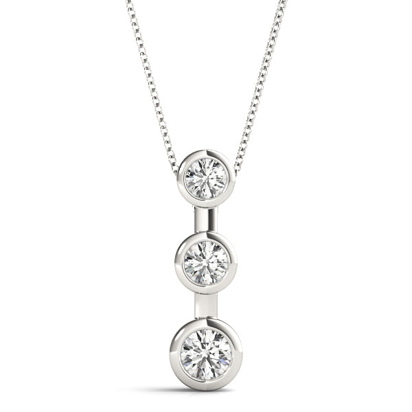 14K White Gold Lab Diamond 3-Stone Pendant
