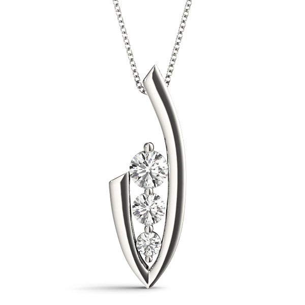 18K White Gold Lab Diamond 3-Stone Pendant