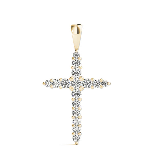 14K Yellow Gold Diamond Cross Pendant
