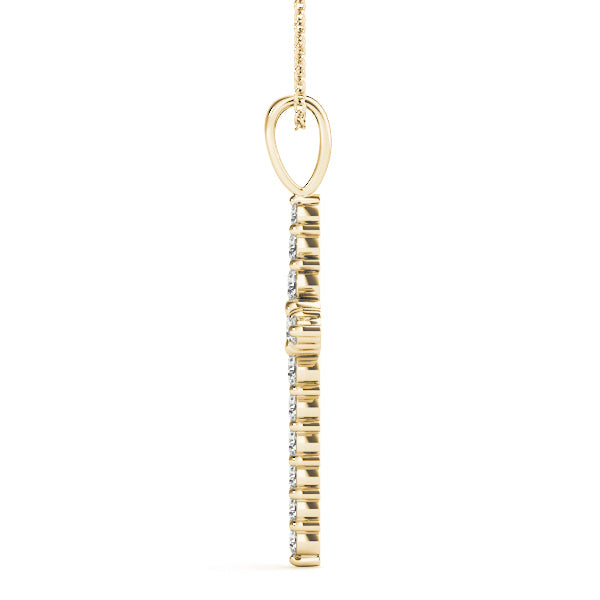 18K Yellow Gold Diamond Religious Cross Pendant