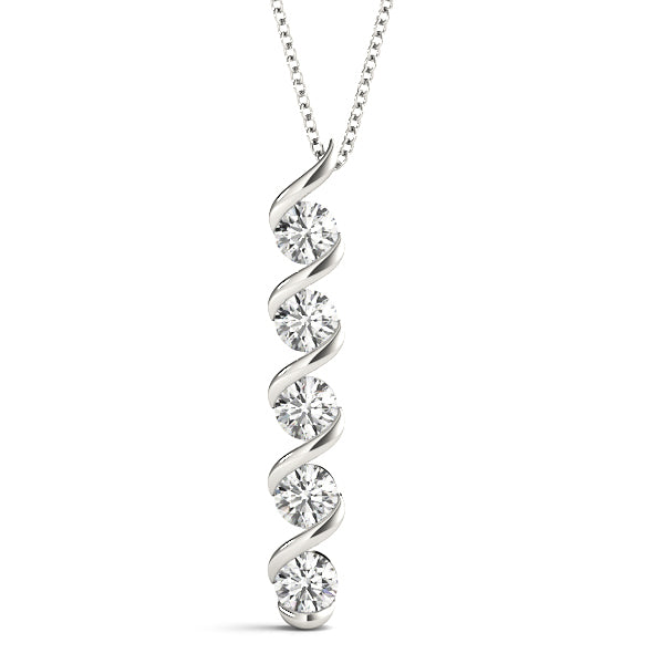 White Gold 5-Diamond Cluster Fashion Pendant