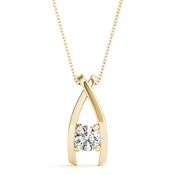 18K Yellow Gold Lab Diamond Solitaire Pendant