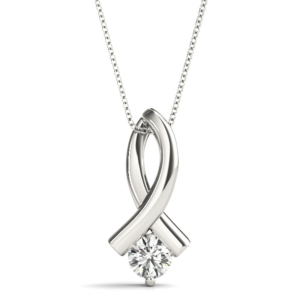 18K White Gold Diamond Solitaire Pendant