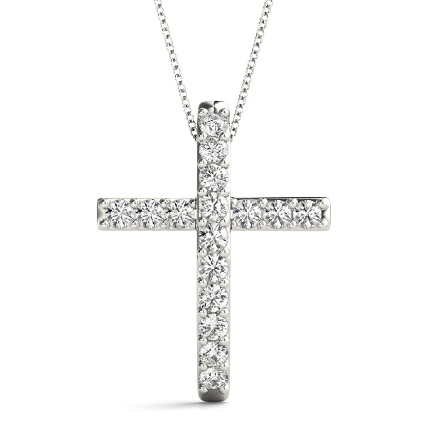 14K White Gold Diamond Cross Pendant Jewelry