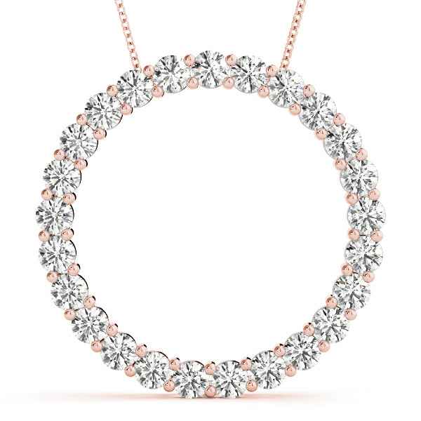 18K Rose Gold Lab Diamond Circle Pendant