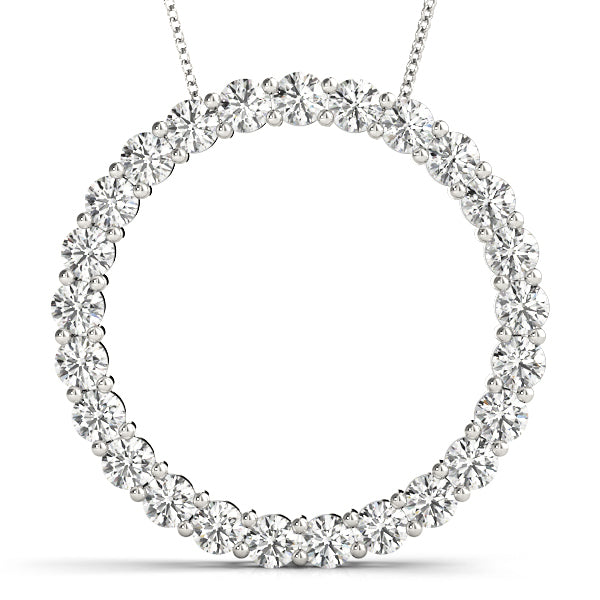 14K White Gold Diamond Circle Pendant