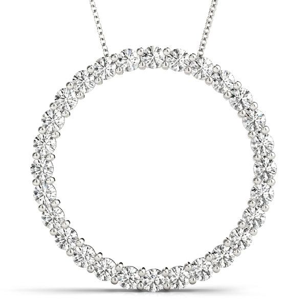 14K White Gold Lab Diamond Circle Pendant