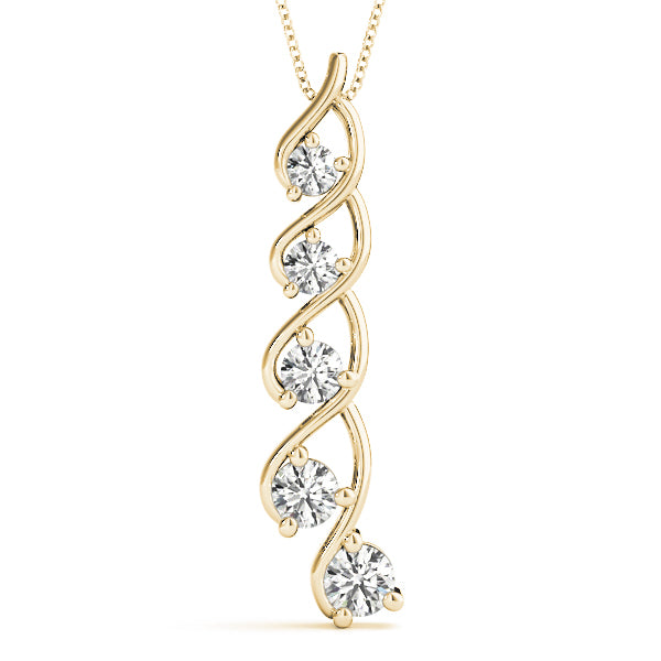18K Yellow Gold Round Diamond Journey Pendant