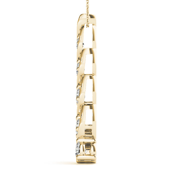 18K Yellow Gold Round Diamond Journey Pendant