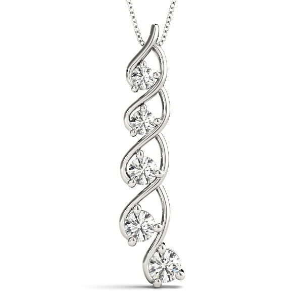 14K White Gold Lab Diamond Journey Pendant