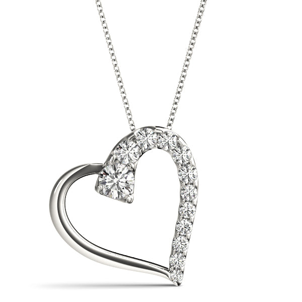 Platinum White Diamond Heart Pendant