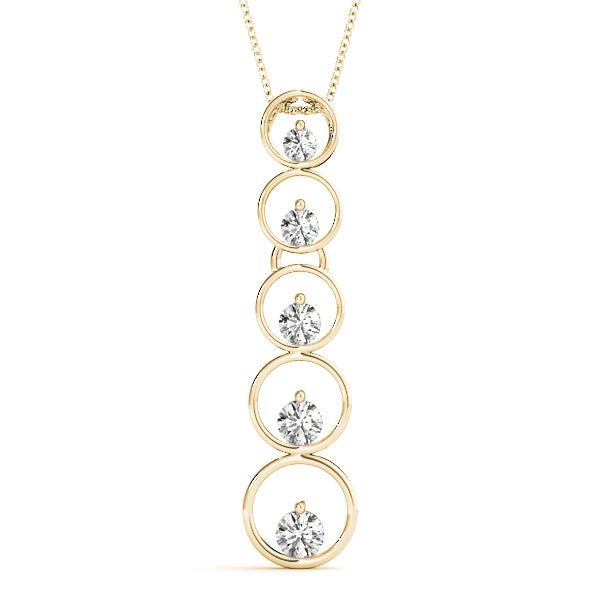 18K Yellow Gold Round Diamond Journey Pendant