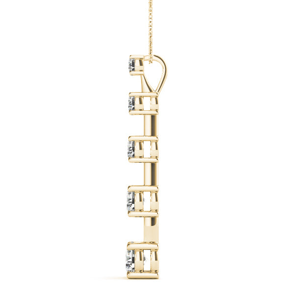18K Yellow Gold Round Diamond Journey Pendant