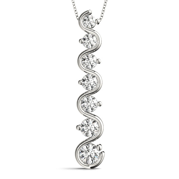 18K White Gold Lab Diamond Journey Pendant