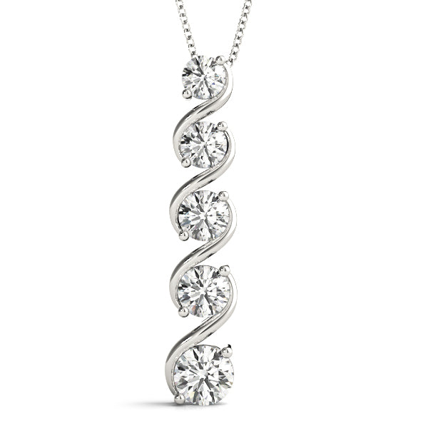 14K White Gold Lab Diamond Journey Pendant