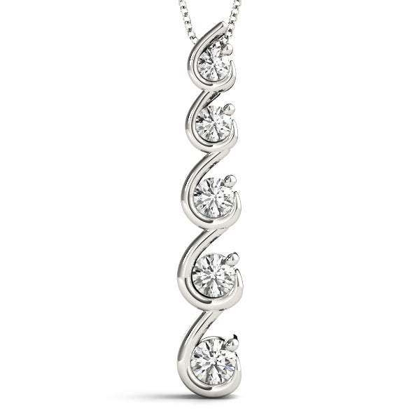 14K White Gold Diamond Journey Pendant