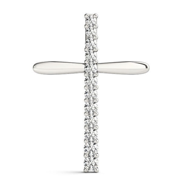 18K White Gold Lab Diamond Religious Cross Pendant