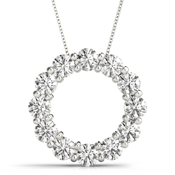 White Platinum 3CT Lab Diamond Circle Pendant