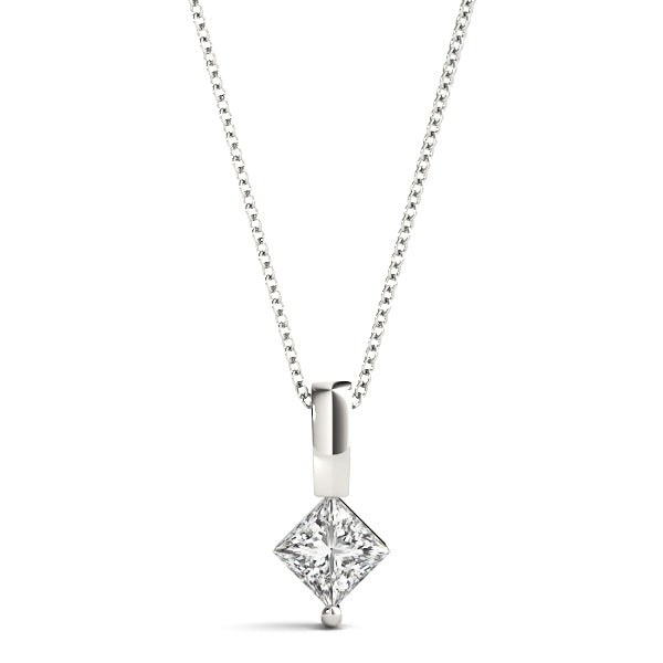 White Gold 0.05CT Square Diamond Pendant