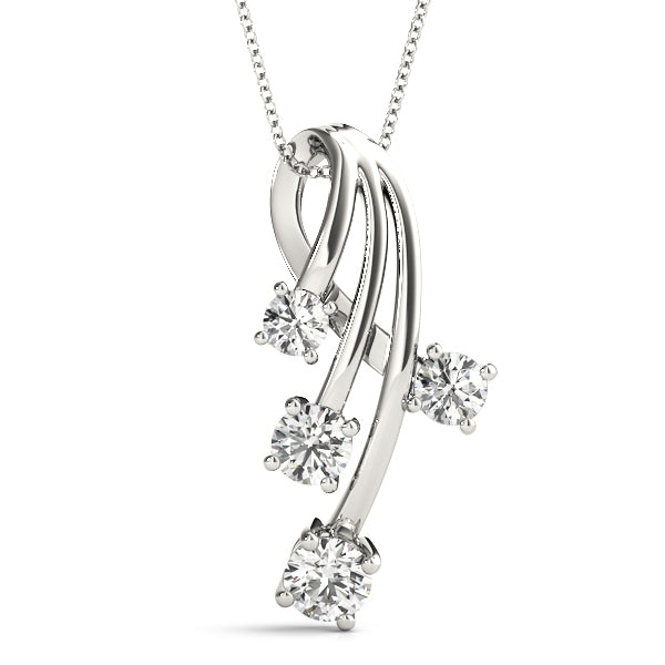 14K White Gold Diamond Journey Pendant