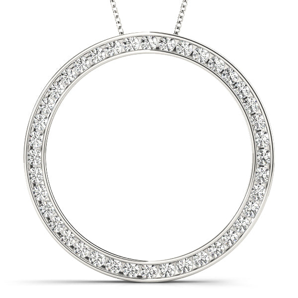 18K White Gold Diamond Circle Pendant