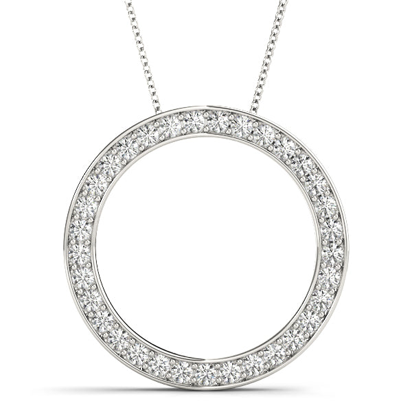 14K White Gold Diamond Circle Pendant