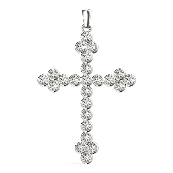 White Platinum Diamond Cross Pendant Religious Jewelry