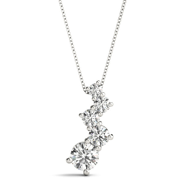 14K White Gold Diamond Journey Pendant