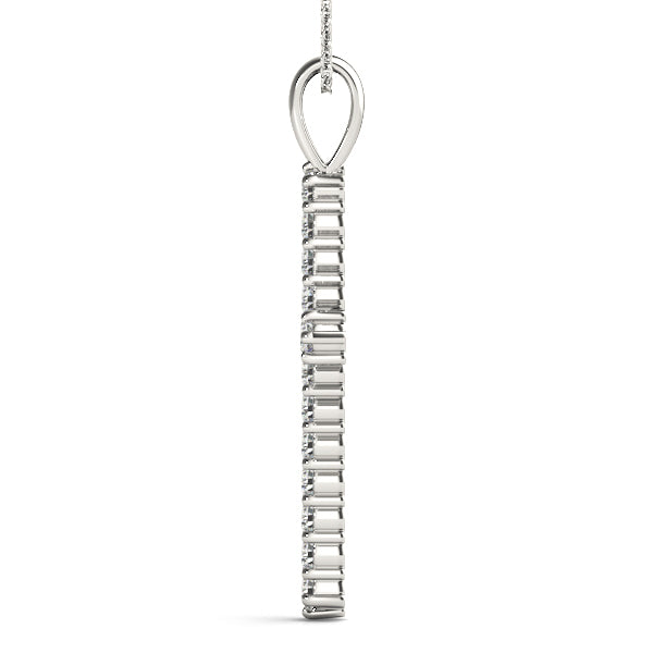 14K White Gold Diamond Religious Cross Pendant