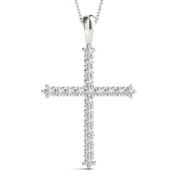 White Platinum Diamond Cross Pendant Religious Jewelry